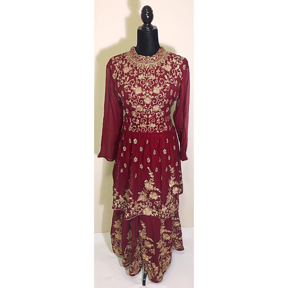 Indian Burgundy Outfit - 3 piece dress